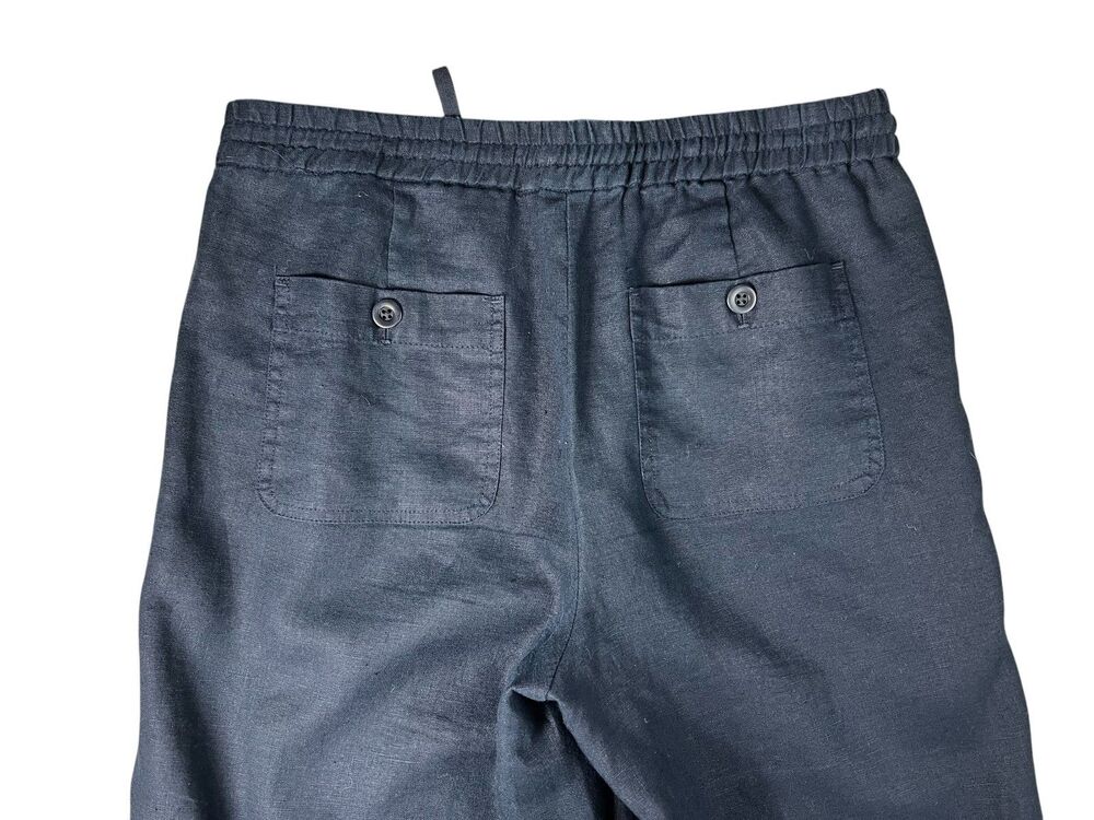 Talbots Blue Pull-on Drawstring Wide Leg Cropped Linen Pants  Size S  Casual - Picture 13 of 14